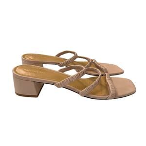 Reformation Assunta Strappy Leather Heels 7.5M Pale Pink Block Heel Square Toe